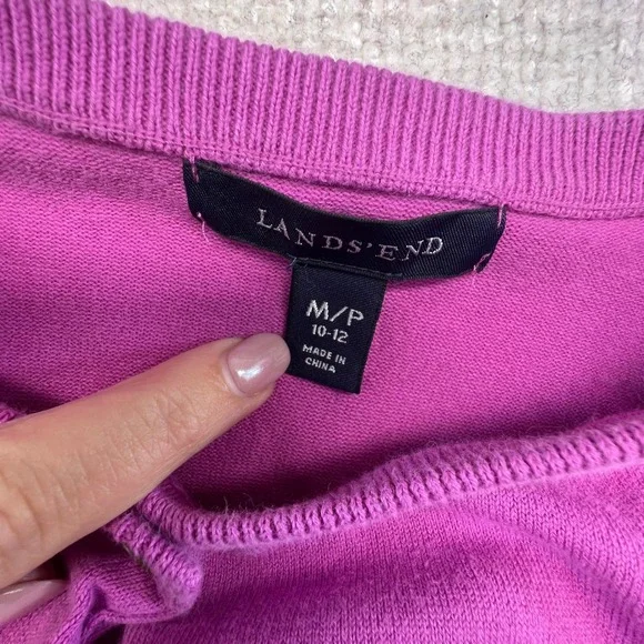 Lands' End Women's Fuchsia Cardigan M Medium Purple Button‎ Front Sweater - Picture 16 of 16